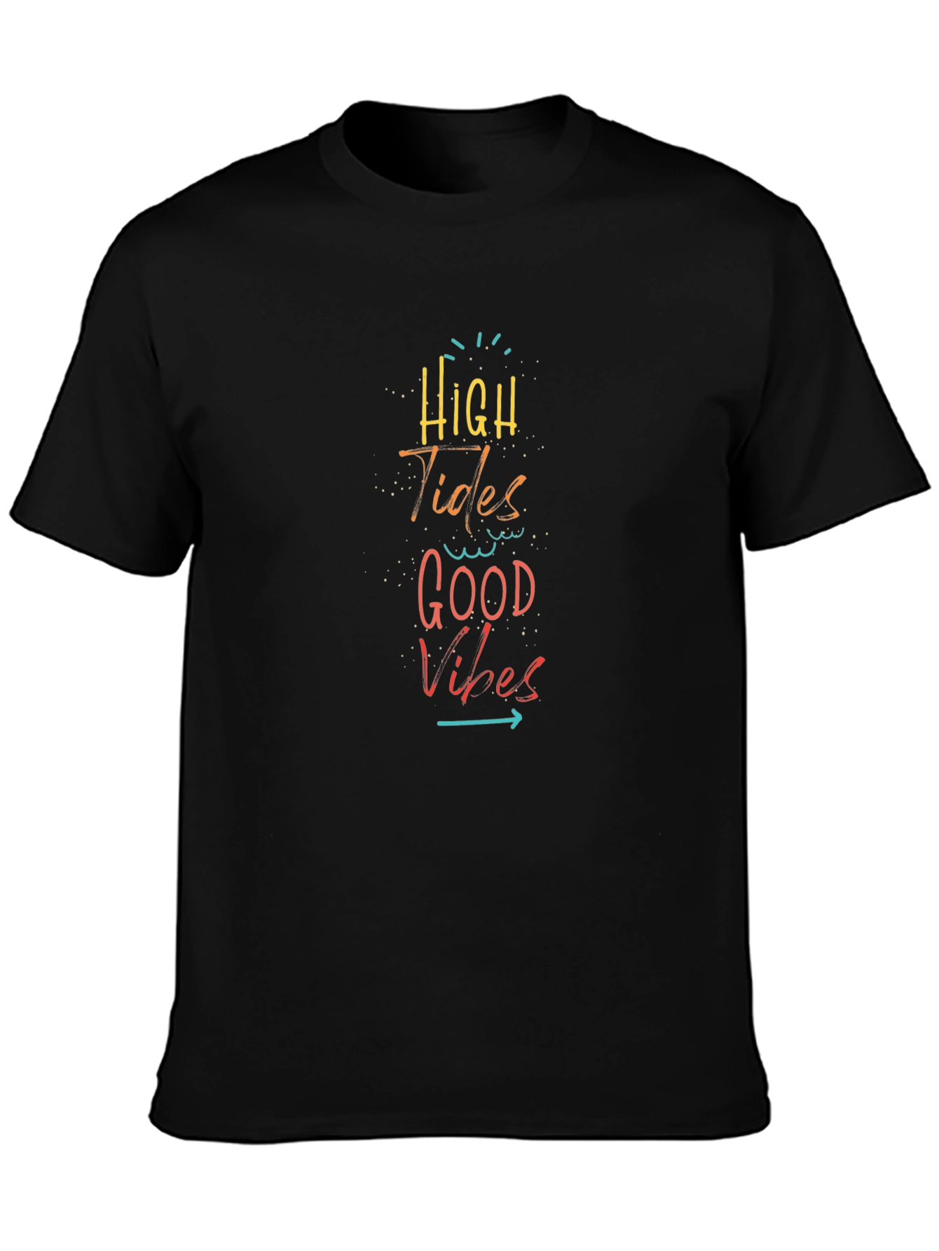 High Tides Good Vibes Black Graphic Tee
