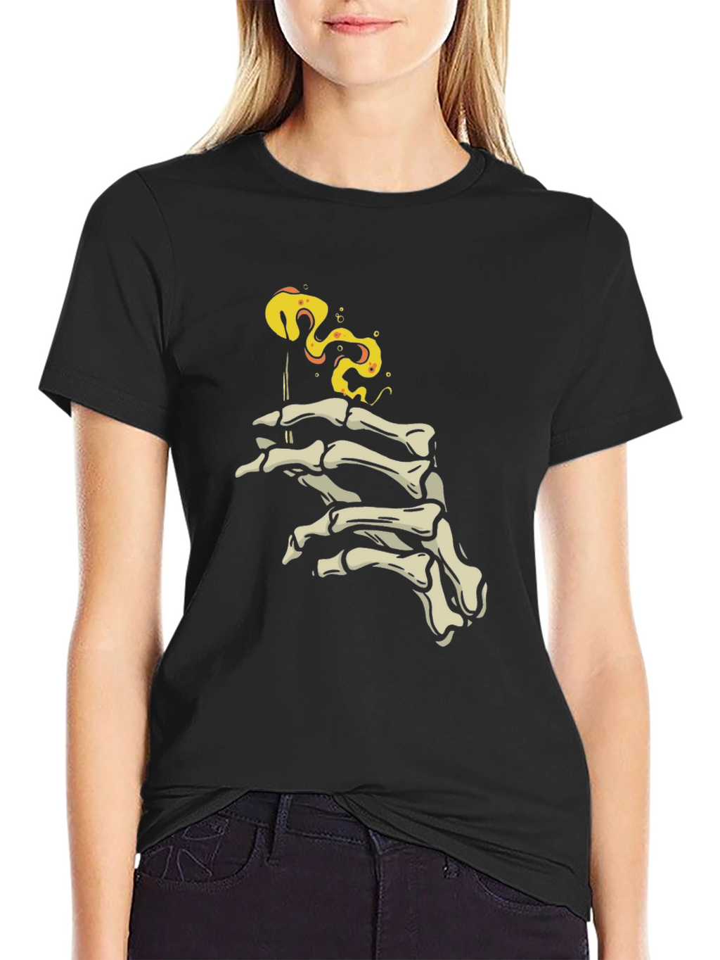 Skeleton Hand Smoking T-Shirt - Edgy Graphic Tee