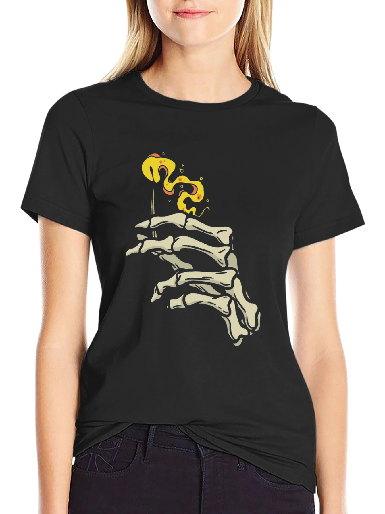 Skeleton Hand Smoking T-Shirt - Edgy Graphic Tee