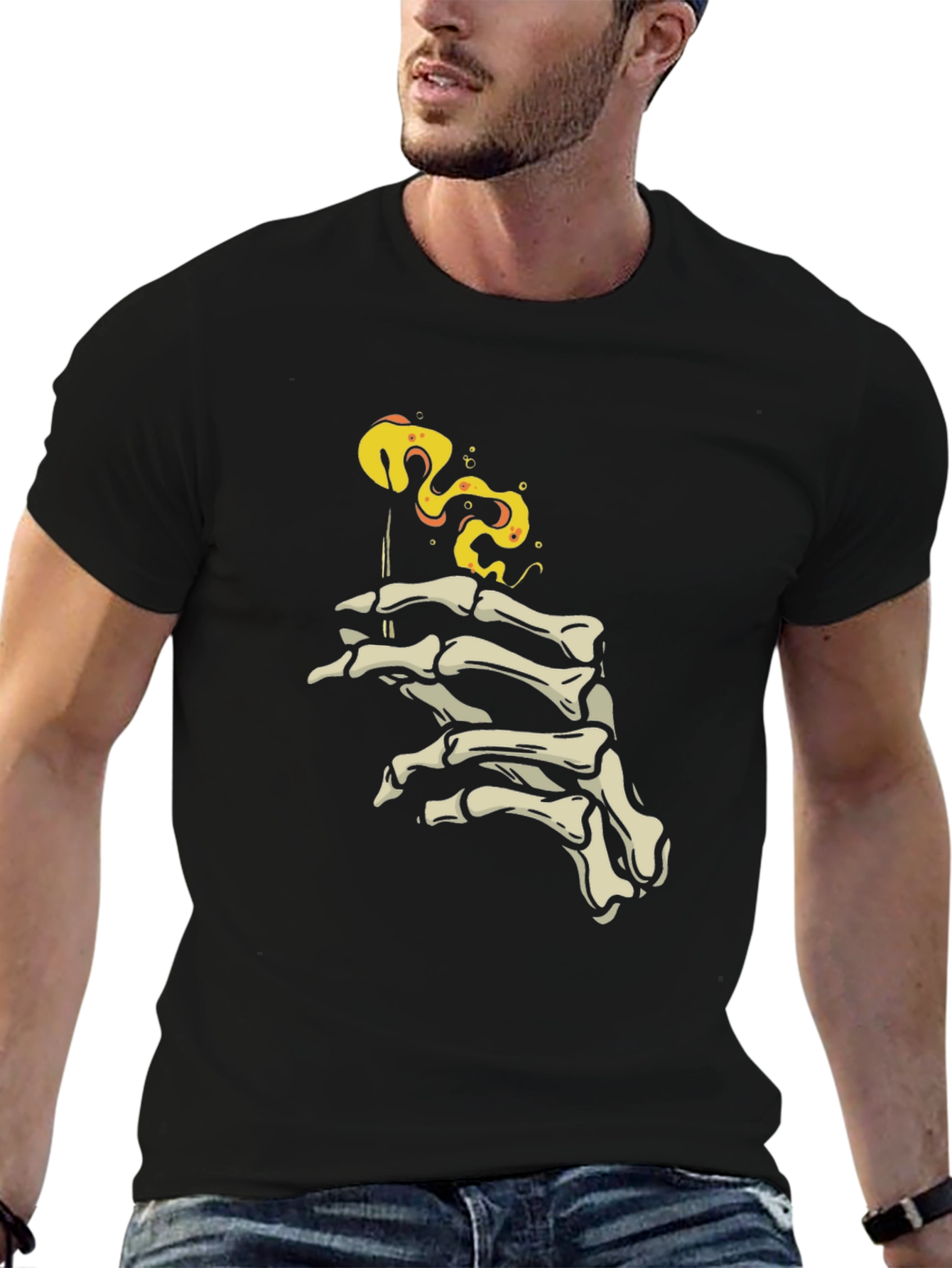 Skeleton Hand Smoking T-Shirt - Edgy Graphic Tee