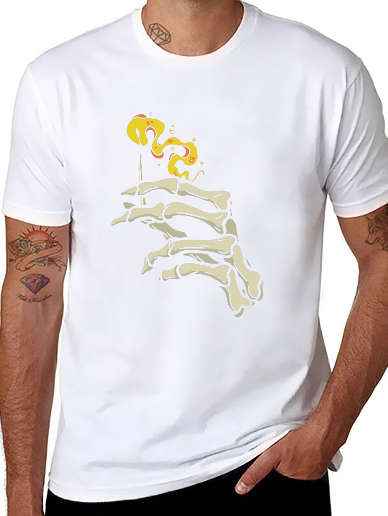 Skeleton Hand Smoking T-Shirt - Edgy Graphic Tee