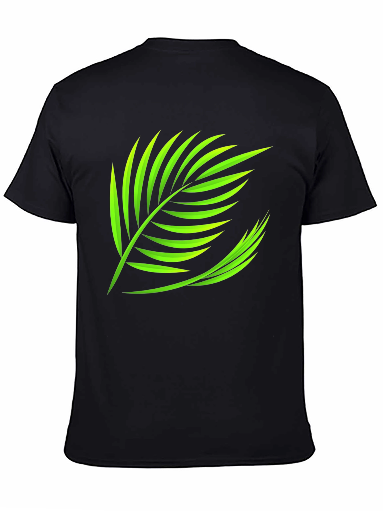 Tropical Leaf Graphic Tee - Black Cotton Shirt