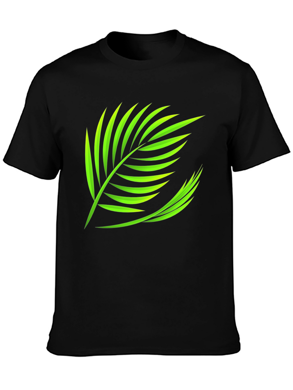 Tropical Leaf Graphic Tee - Black Cotton Shirt