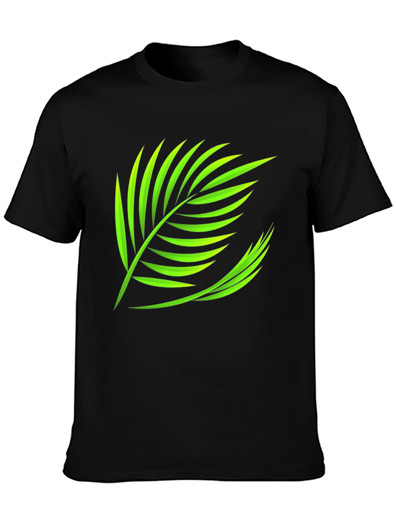Tropical Leaf Graphic Tee - Black Cotton Shirt