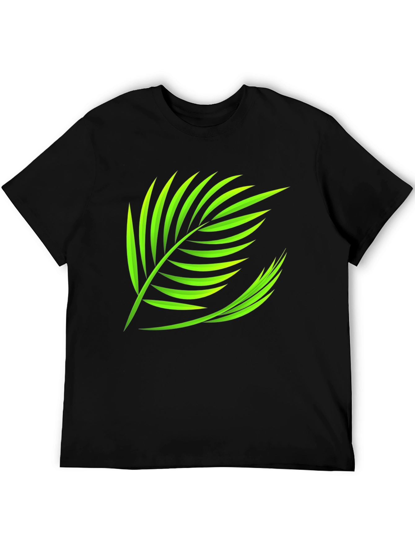 Tropical Leaf Graphic Tee - Black Cotton Shirt