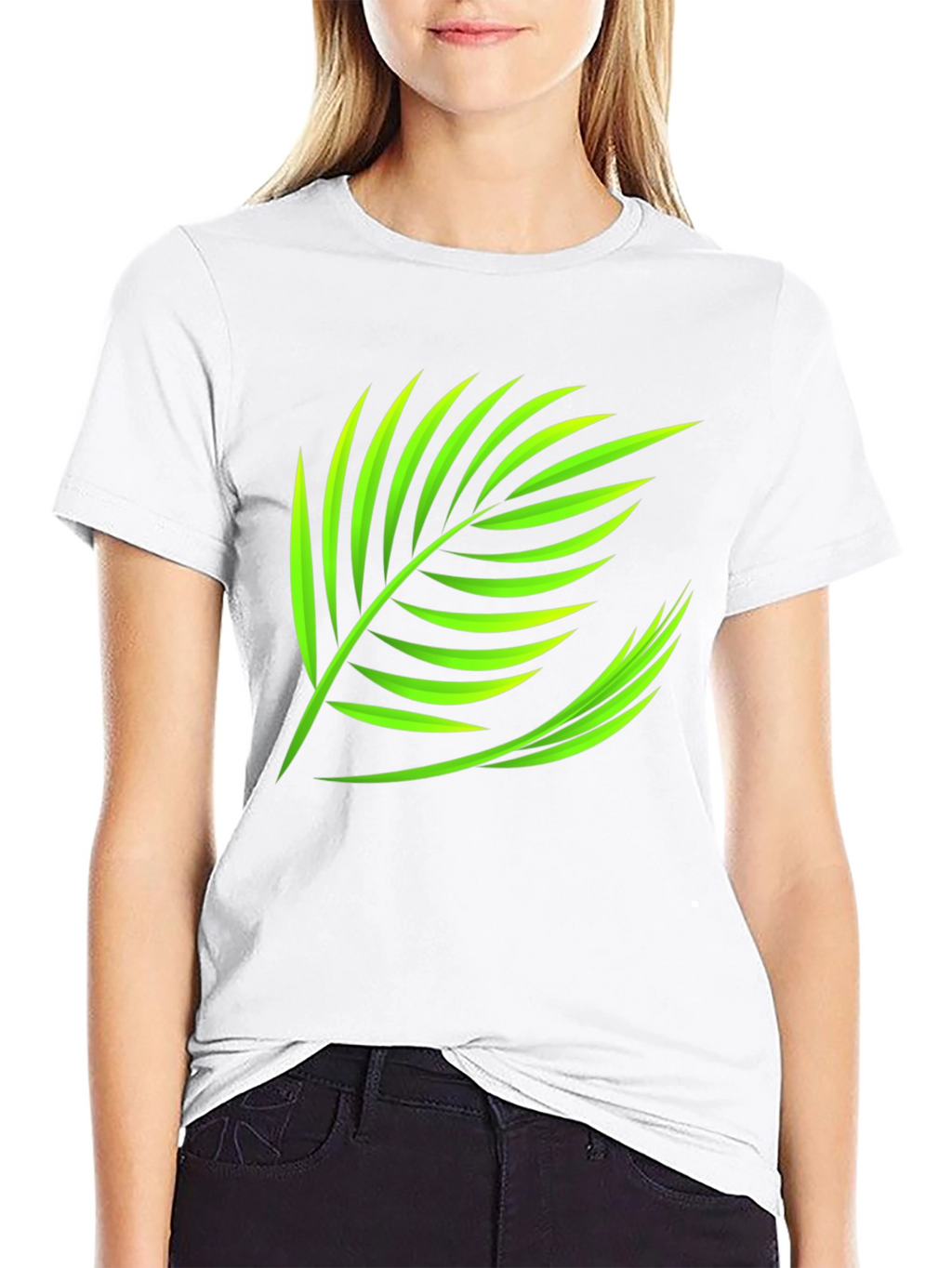 Tropical Leaf Graphic Tee - Black Cotton Shirt