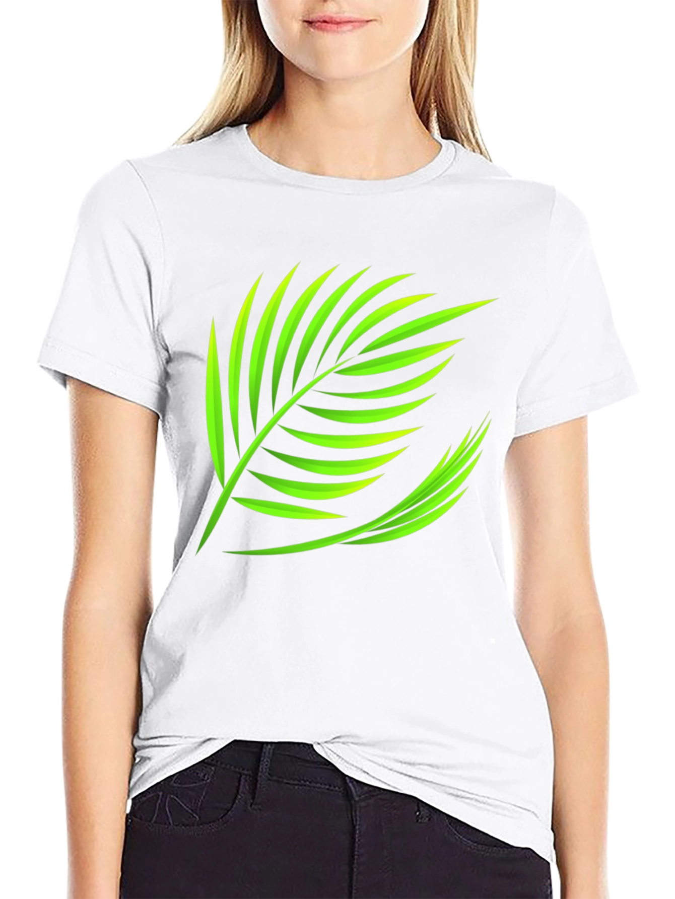 Tropical Leaf Graphic Tee - Black Cotton Shirt