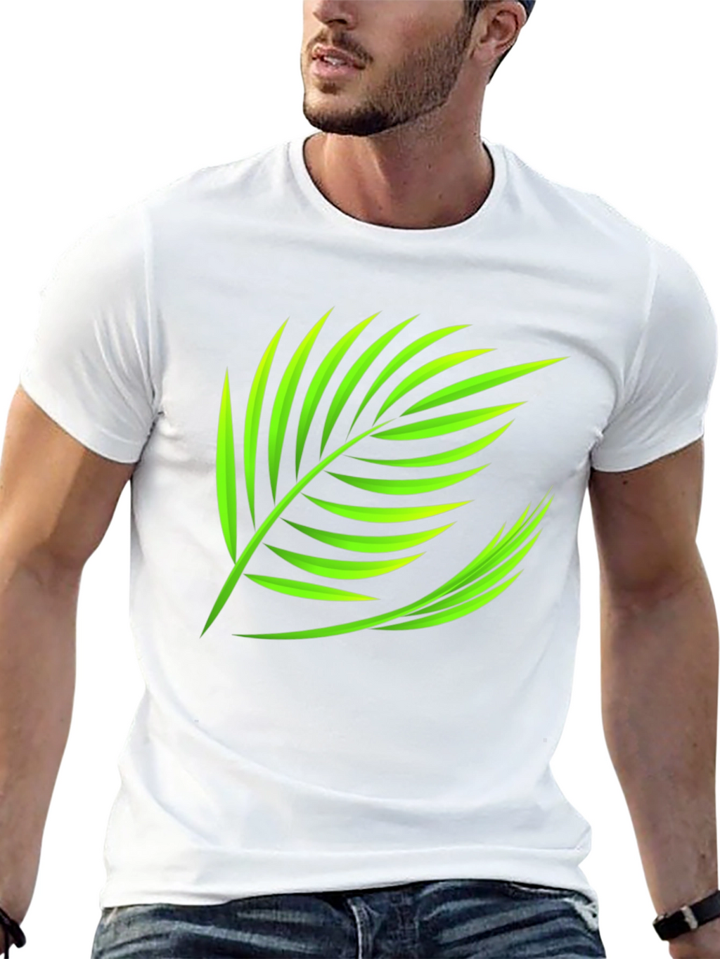 Tropical Leaf Graphic Tee - Black Cotton Shirt