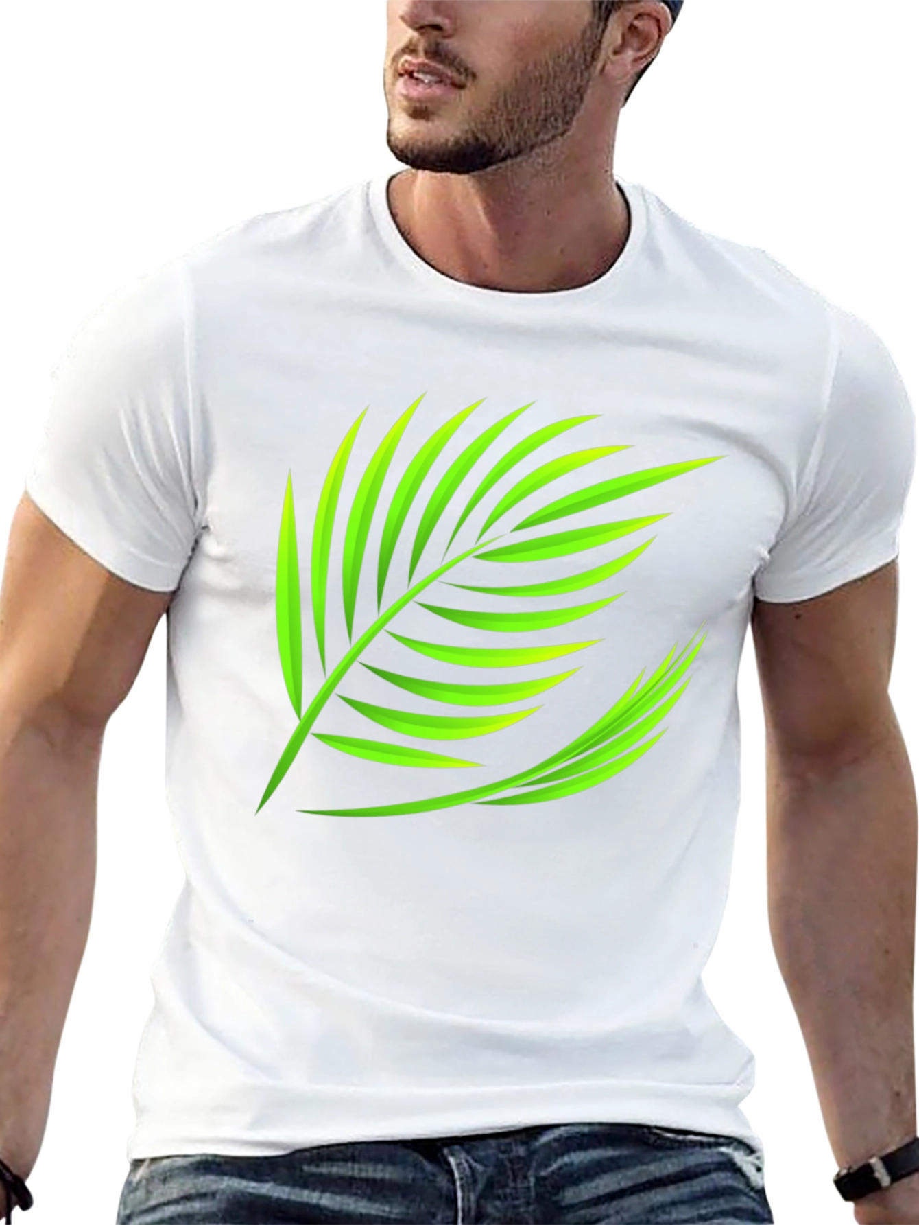 Tropical Leaf Graphic Tee - Black Cotton Shirt
