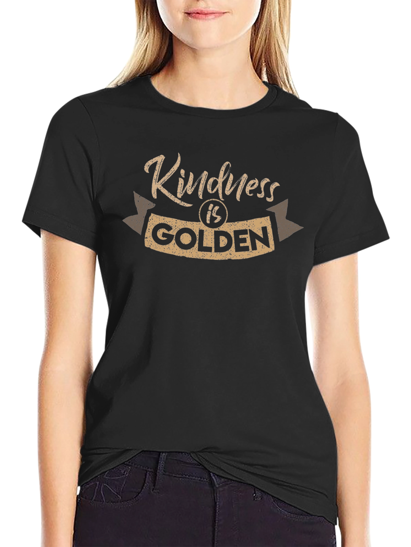 Kindness is Golden Graphic Tee - Soft Black T-Shirt