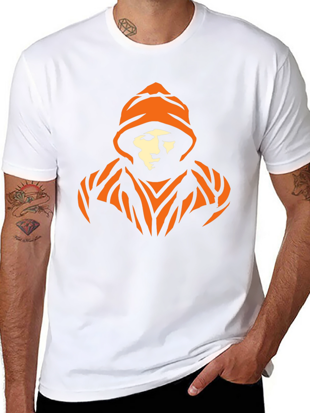 Urban Orange Graphic Black T-Shirt