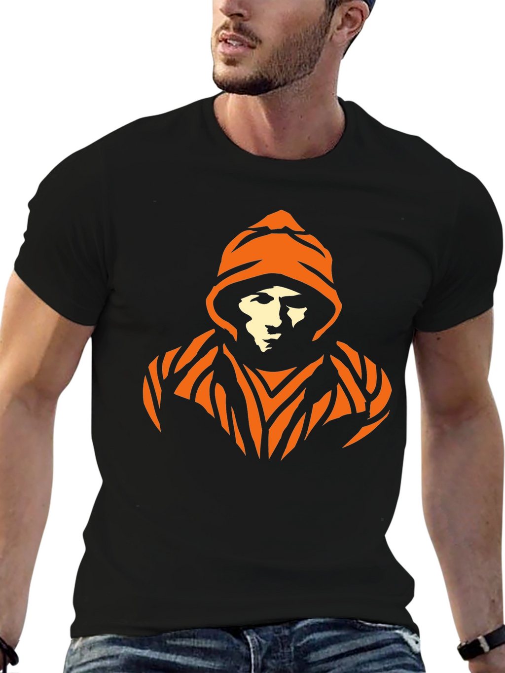 Urban Orange Graphic Black T-Shirt
