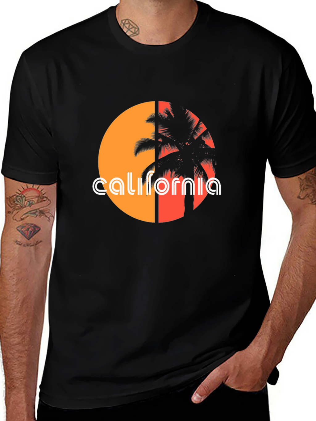 California Palm Tree Sunset Graphic Tee