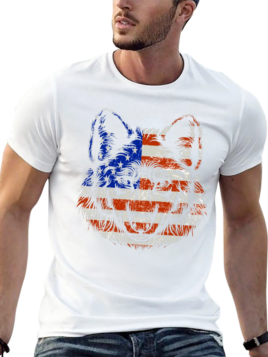 Patriotic Wolf Graphic Tee