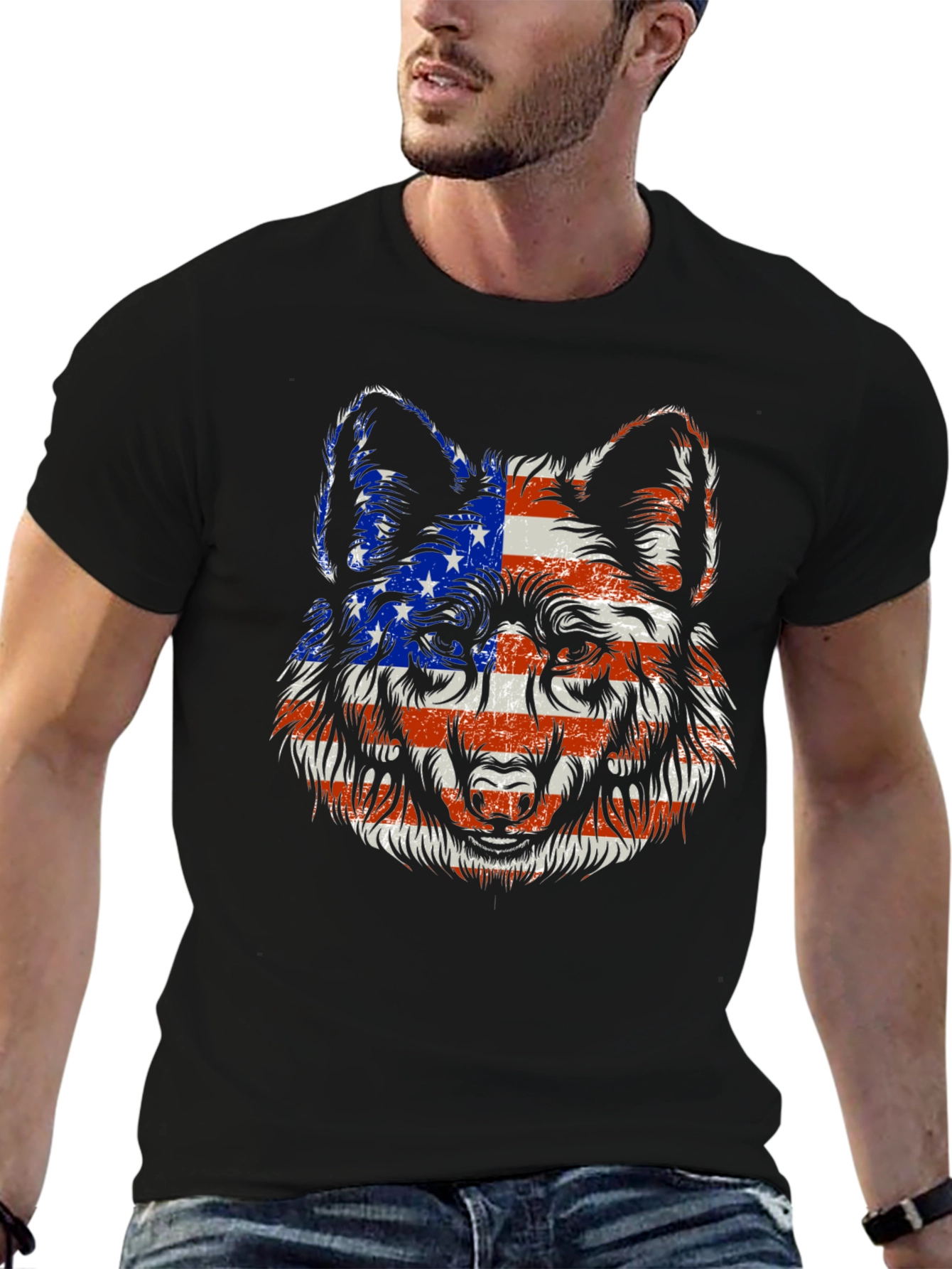 Patriotic Wolf Graphic Tee