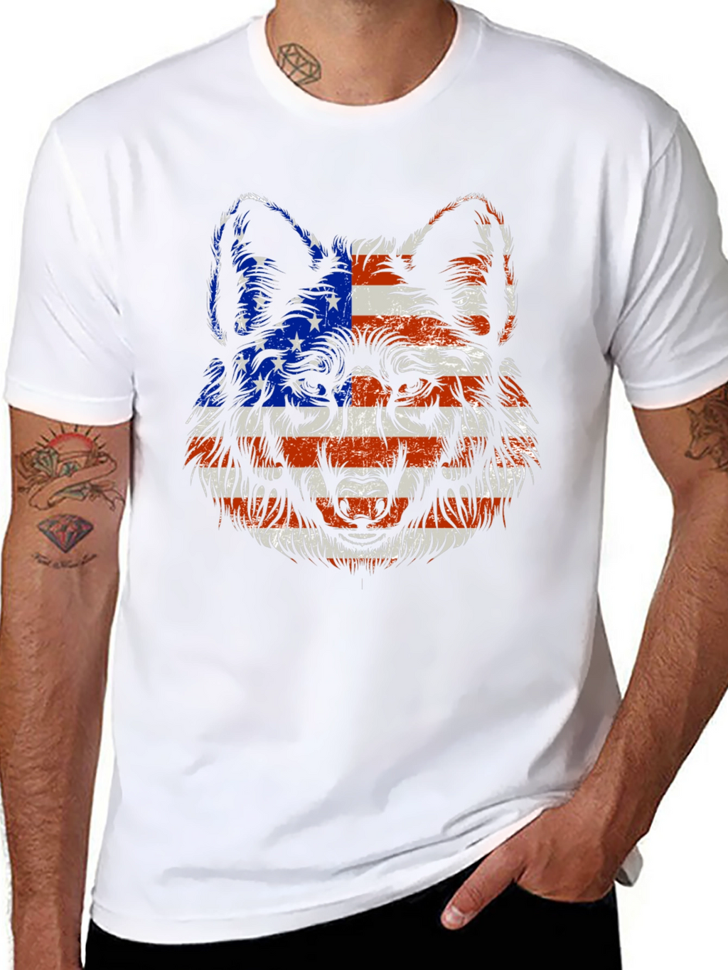 Patriotic Wolf Graphic Tee