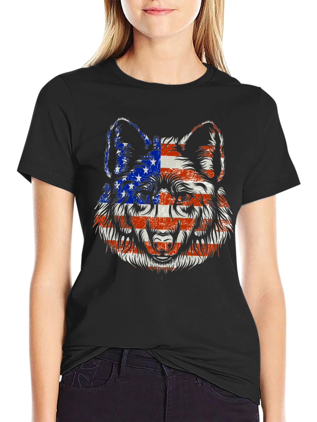 Patriotic Wolf Graphic Tee