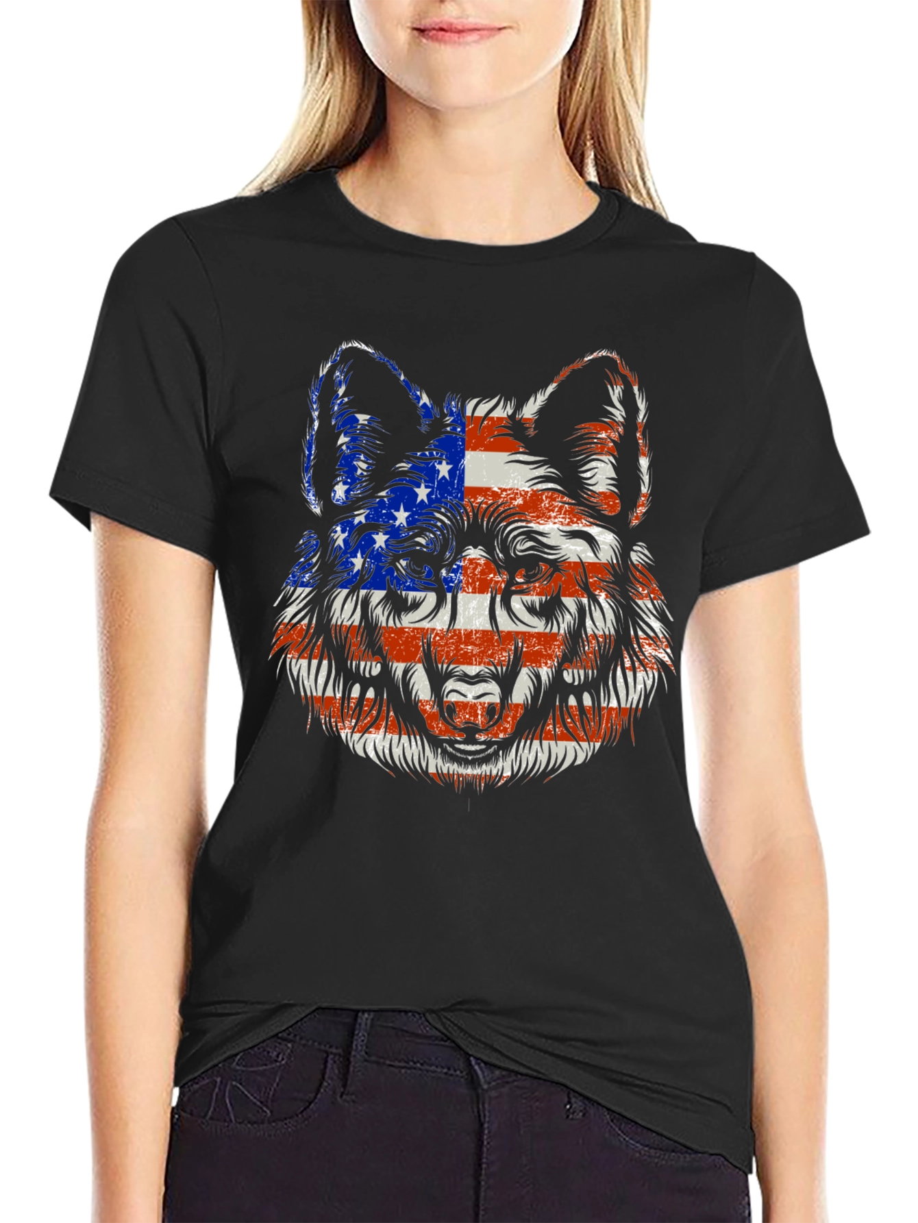Patriotic Wolf Graphic Tee
