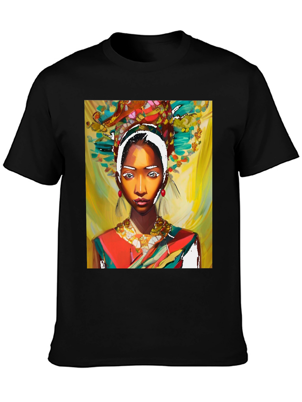Artistic Woman Graphic Black T-Shirt