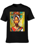 Artistic Woman Graphic Black T-Shirt