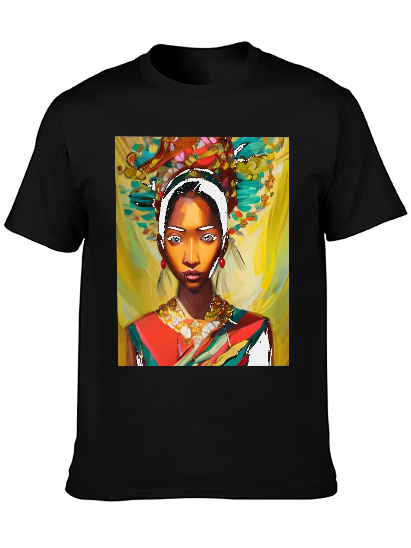 Artistic Woman Graphic Black T-Shirt