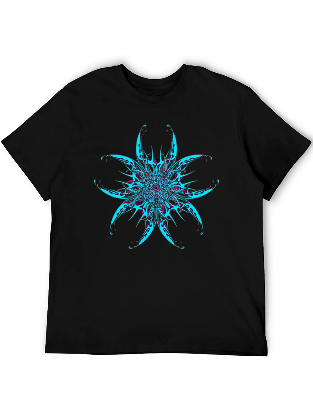 Abstract Flower Graphic Black T-Shirt