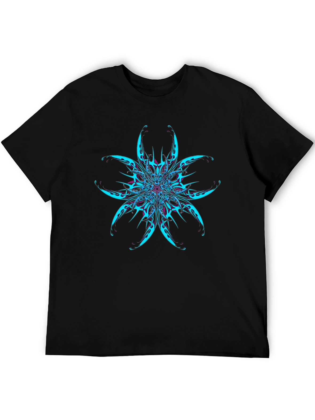 Abstract Flower Graphic Black T-Shirt