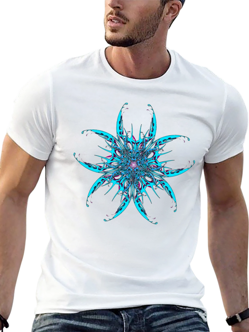 Abstract Flower Graphic Black T-Shirt
