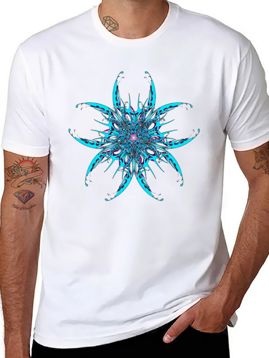 Abstract Flower Graphic Black T-Shirt