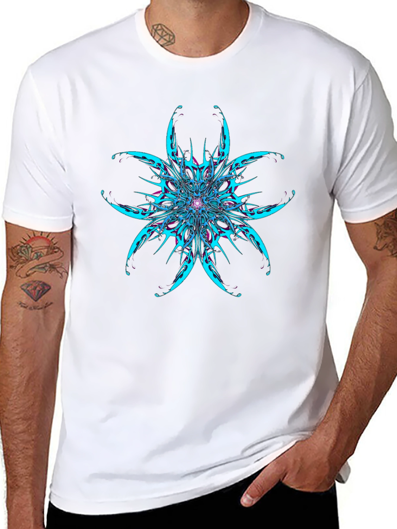 Abstract Flower Graphic Black T-Shirt