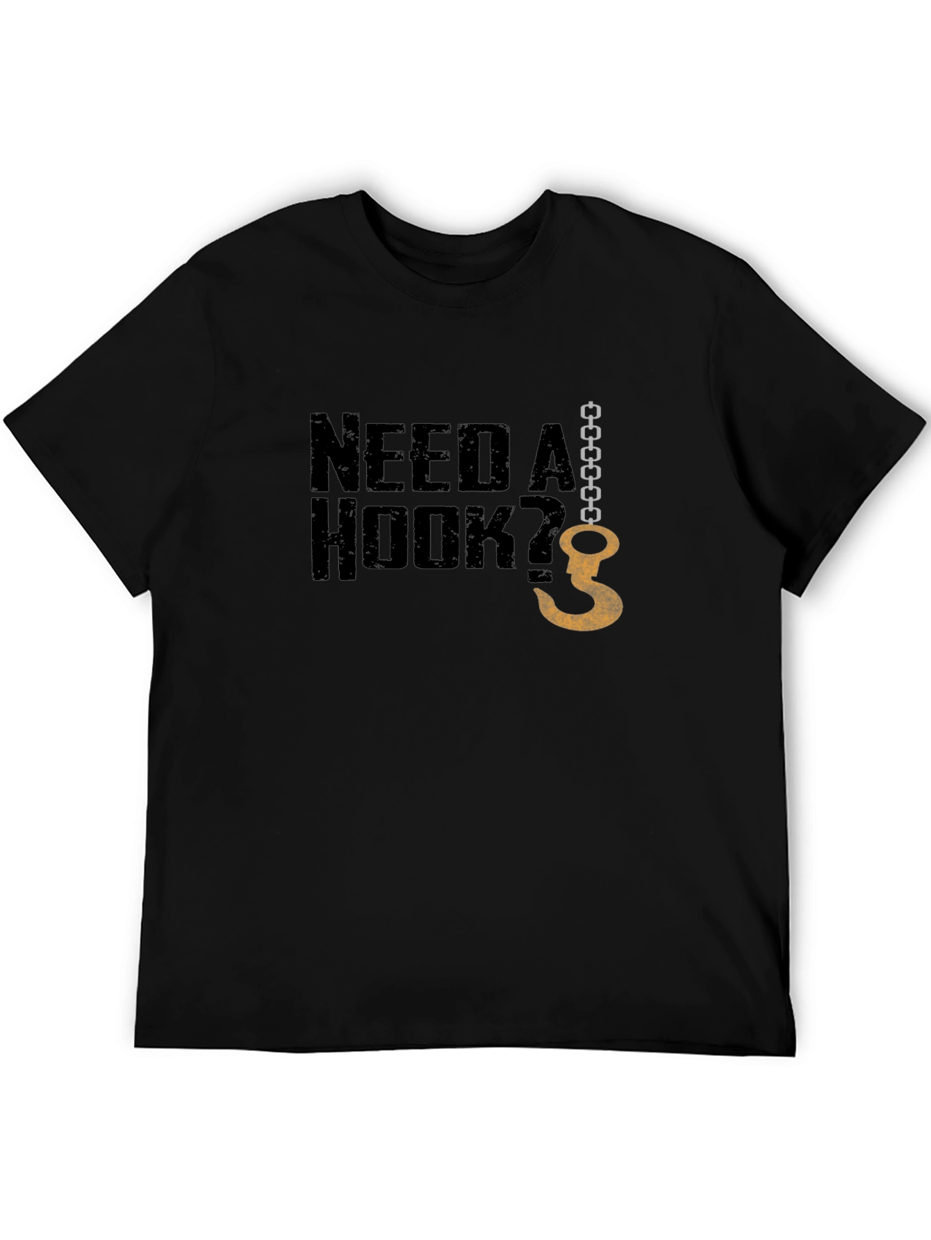 Need A Hook? Graphic Mens Black T-Shirt