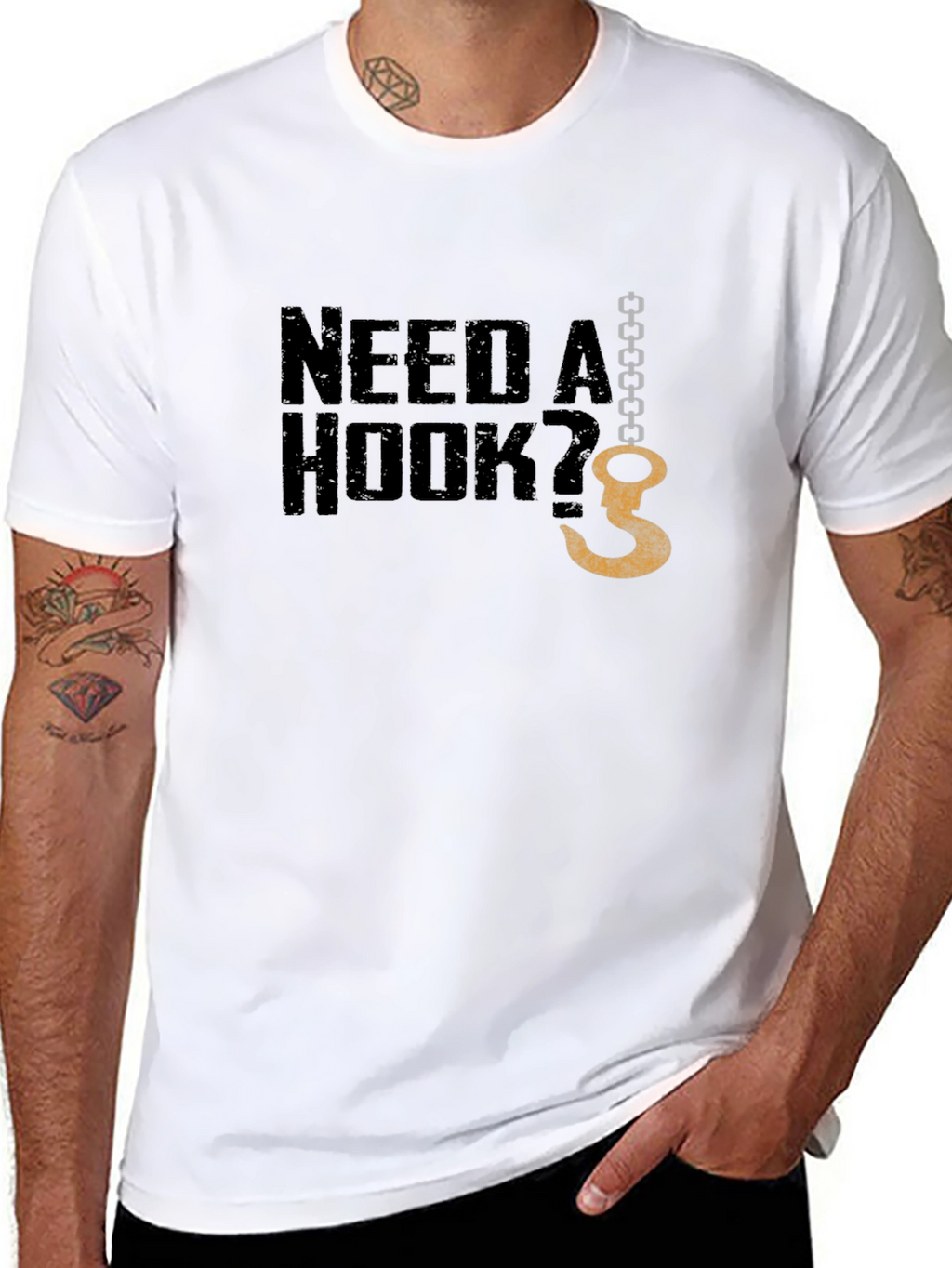 Need A Hook? Graphic Mens Black T-Shirt