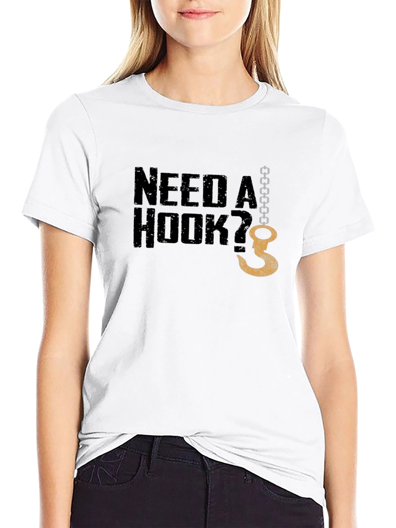 Need A Hook? Graphic Mens Black T-Shirt