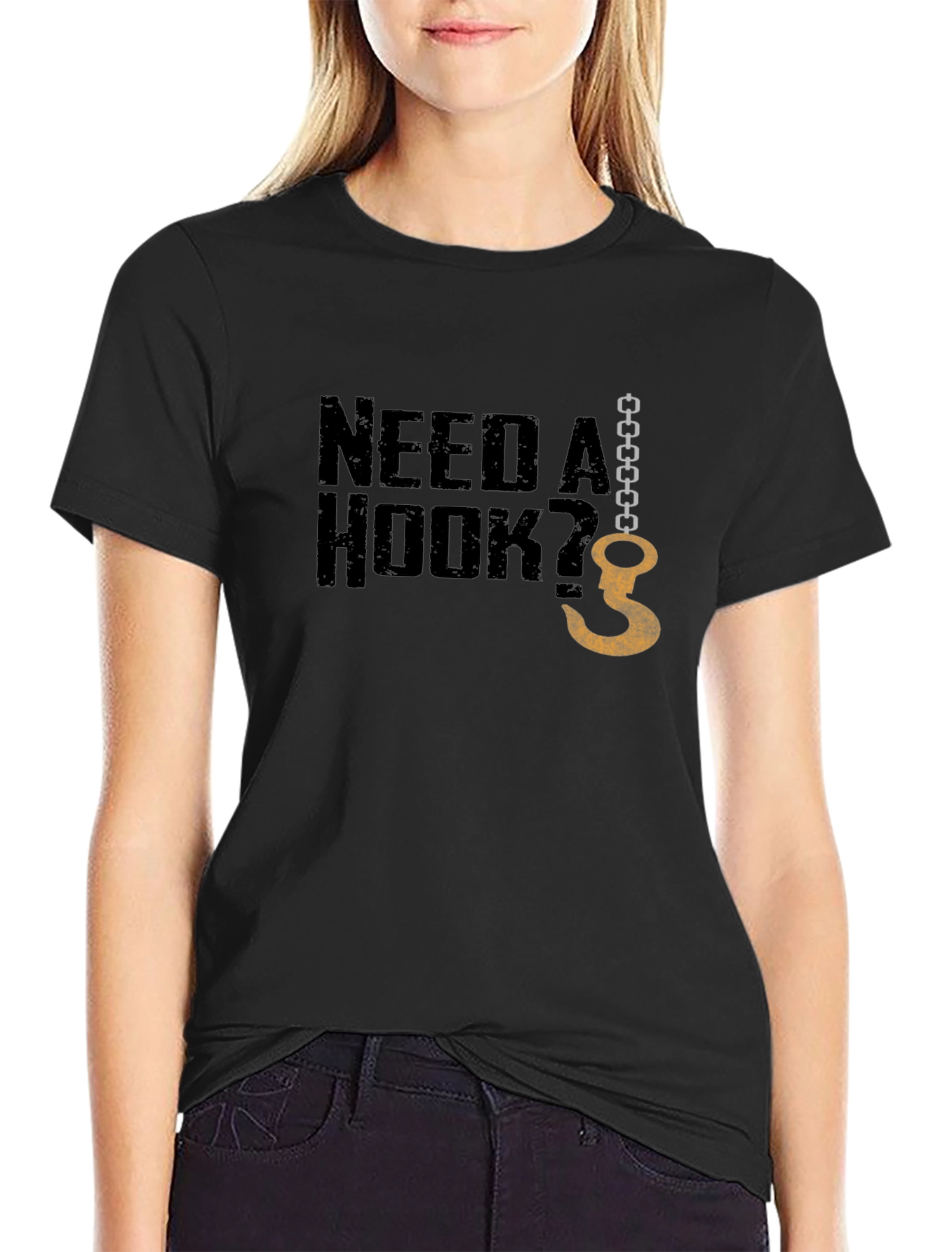 Need A Hook? Graphic Mens Black T-Shirt
