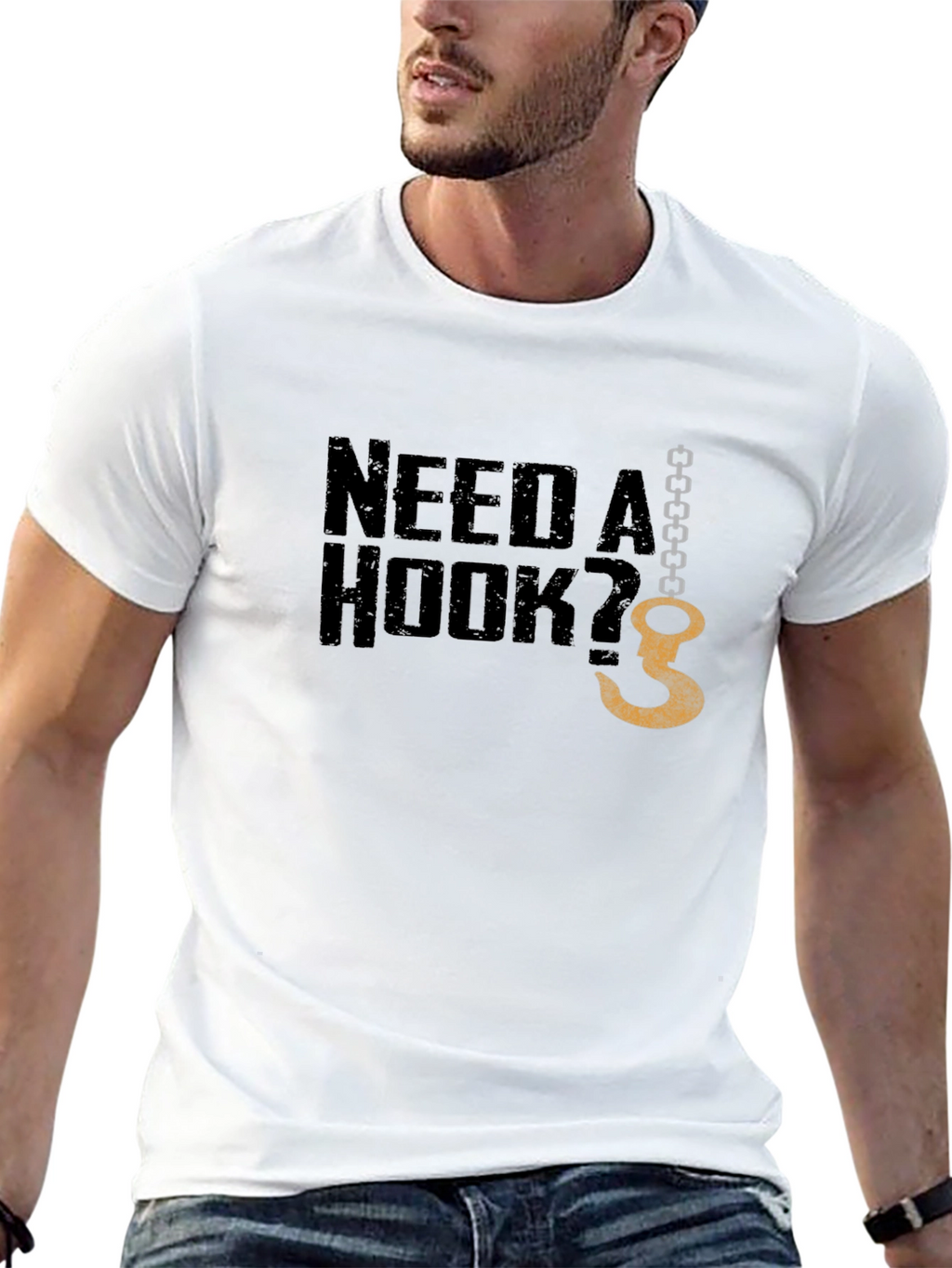 Need A Hook? Graphic Mens Black T-Shirt