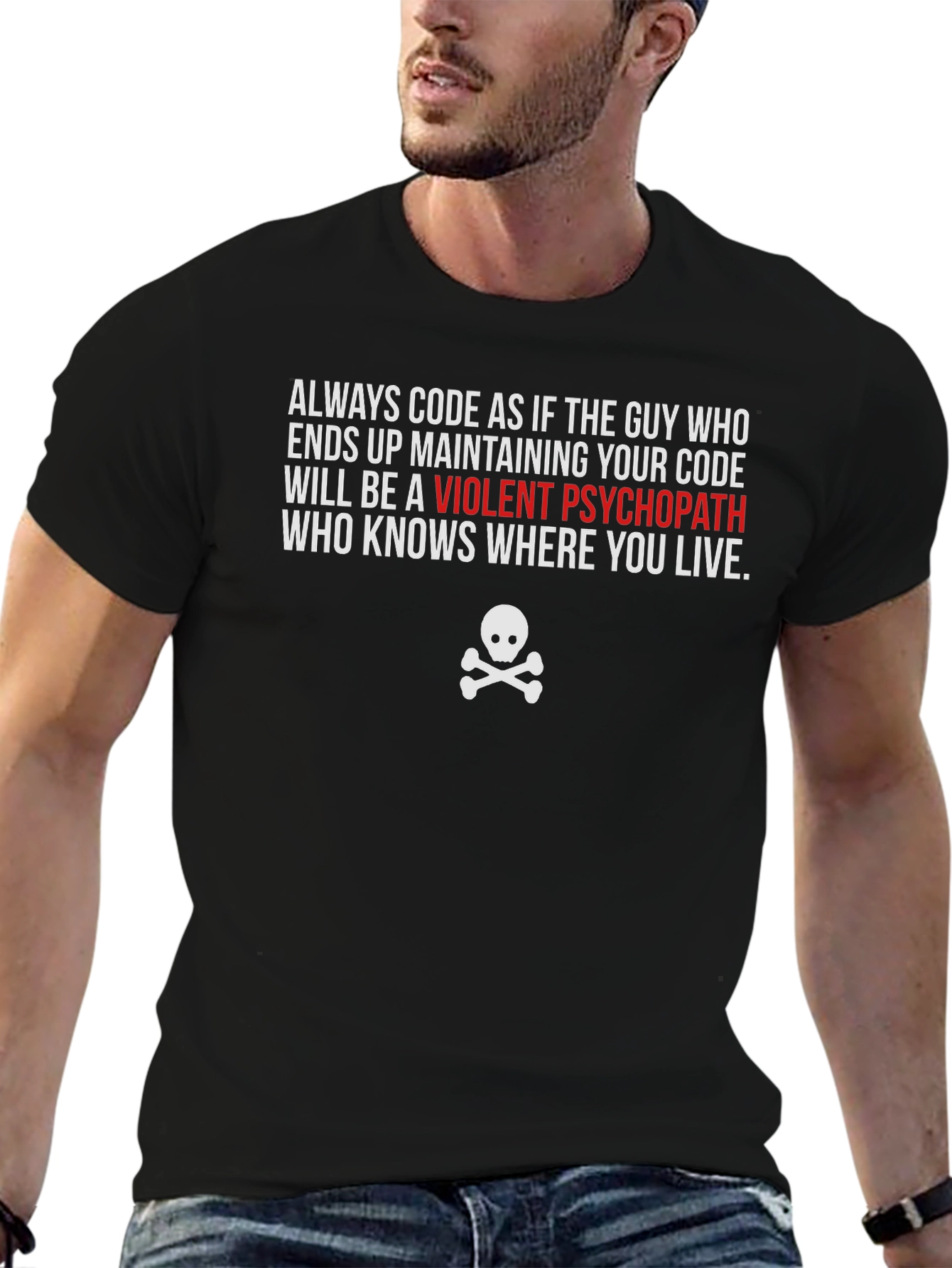 Code Humor T-Shirt: Violent Psychopath Developer