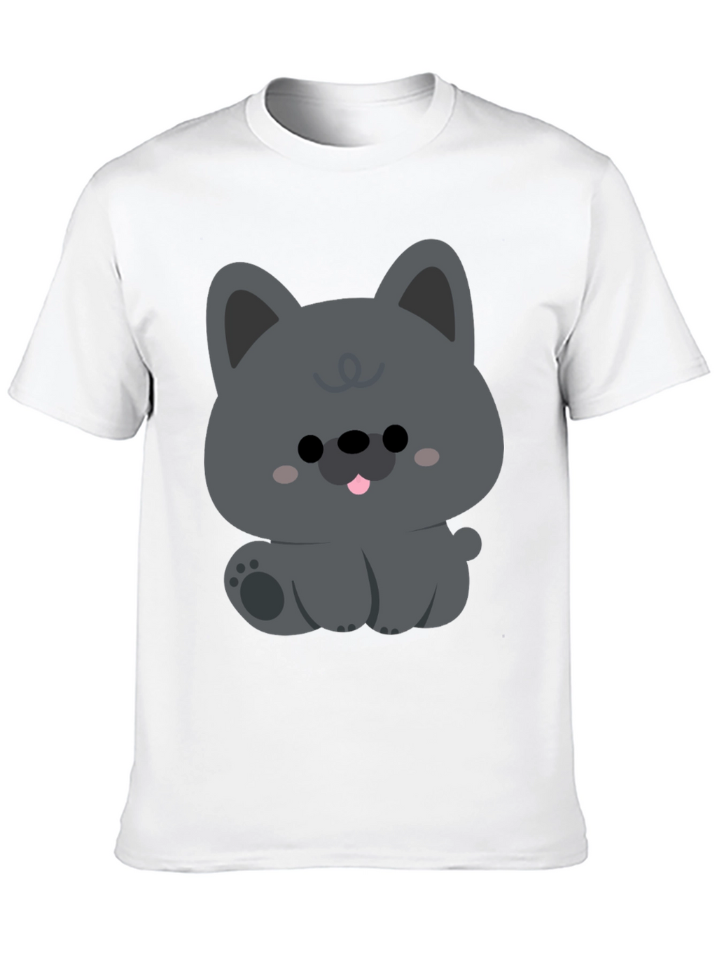 Cute Cartoon Dog Graphic Black T-Shirt