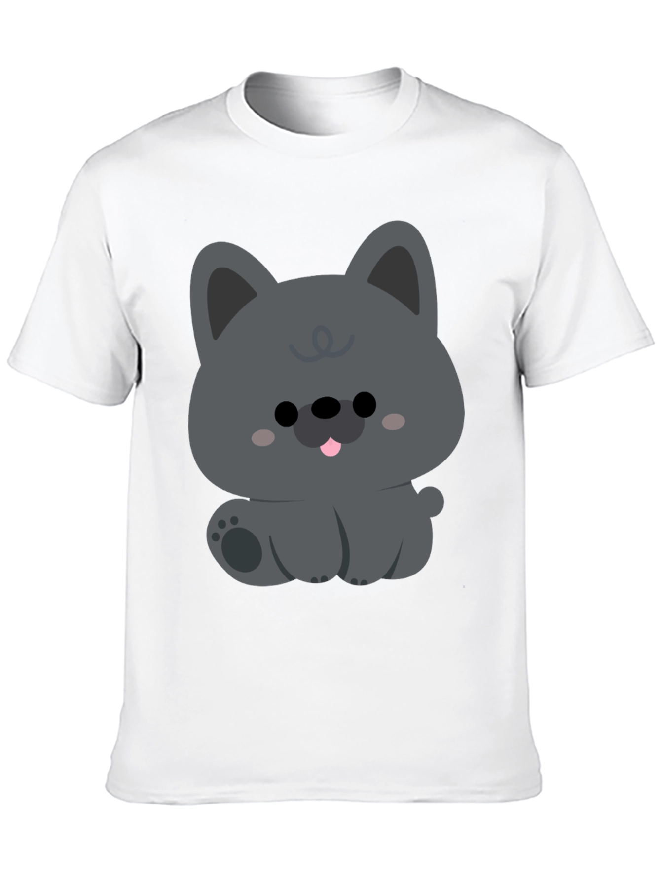 Cute Cartoon Dog Graphic Black T-Shirt