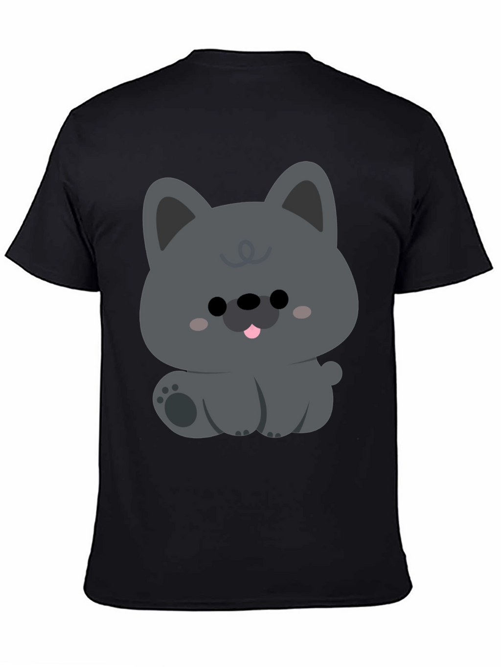 Cute Cartoon Dog Graphic Black T-Shirt