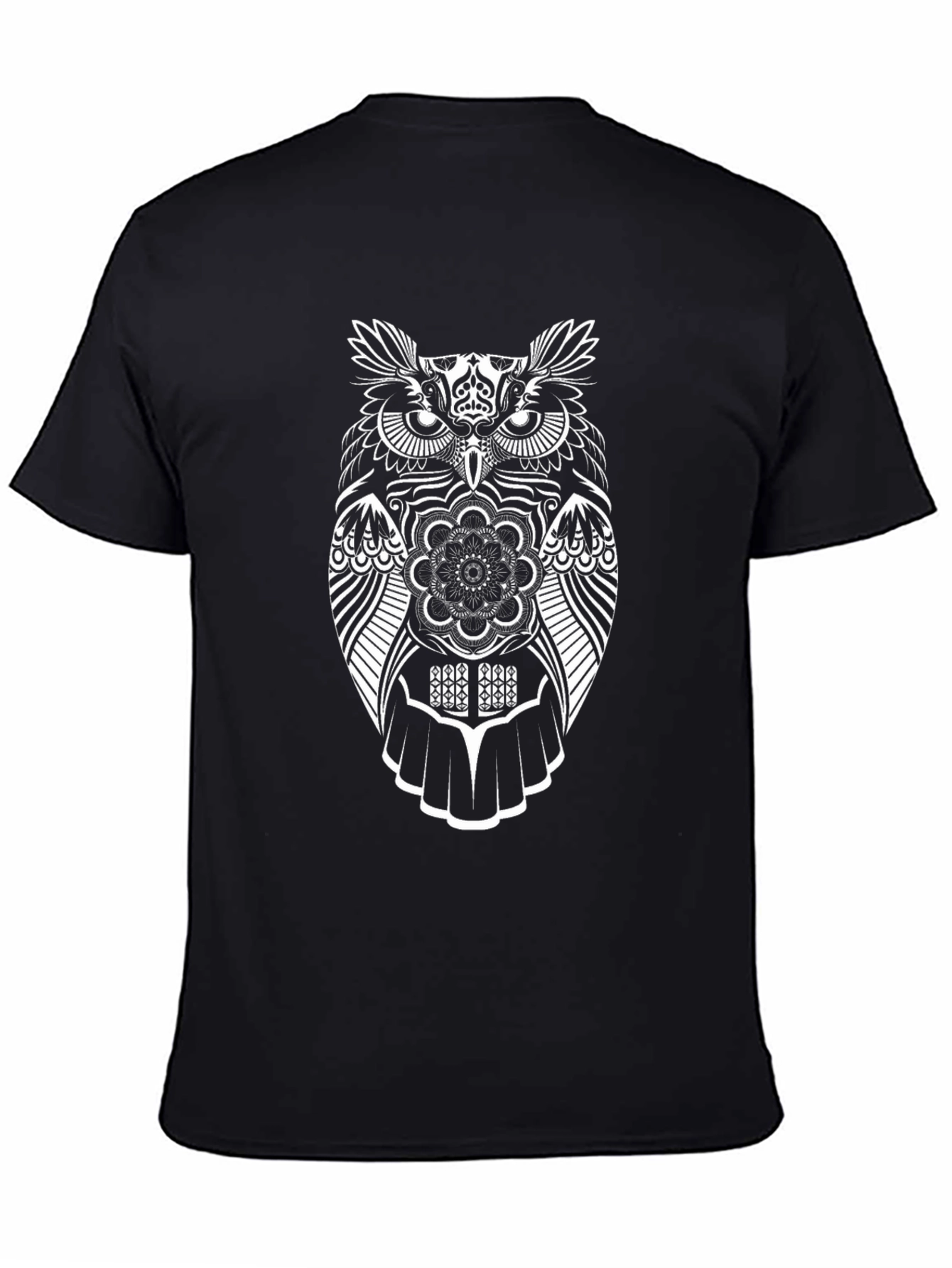 Owl Graphic Tee - Mens Black Cotton T-Shirt