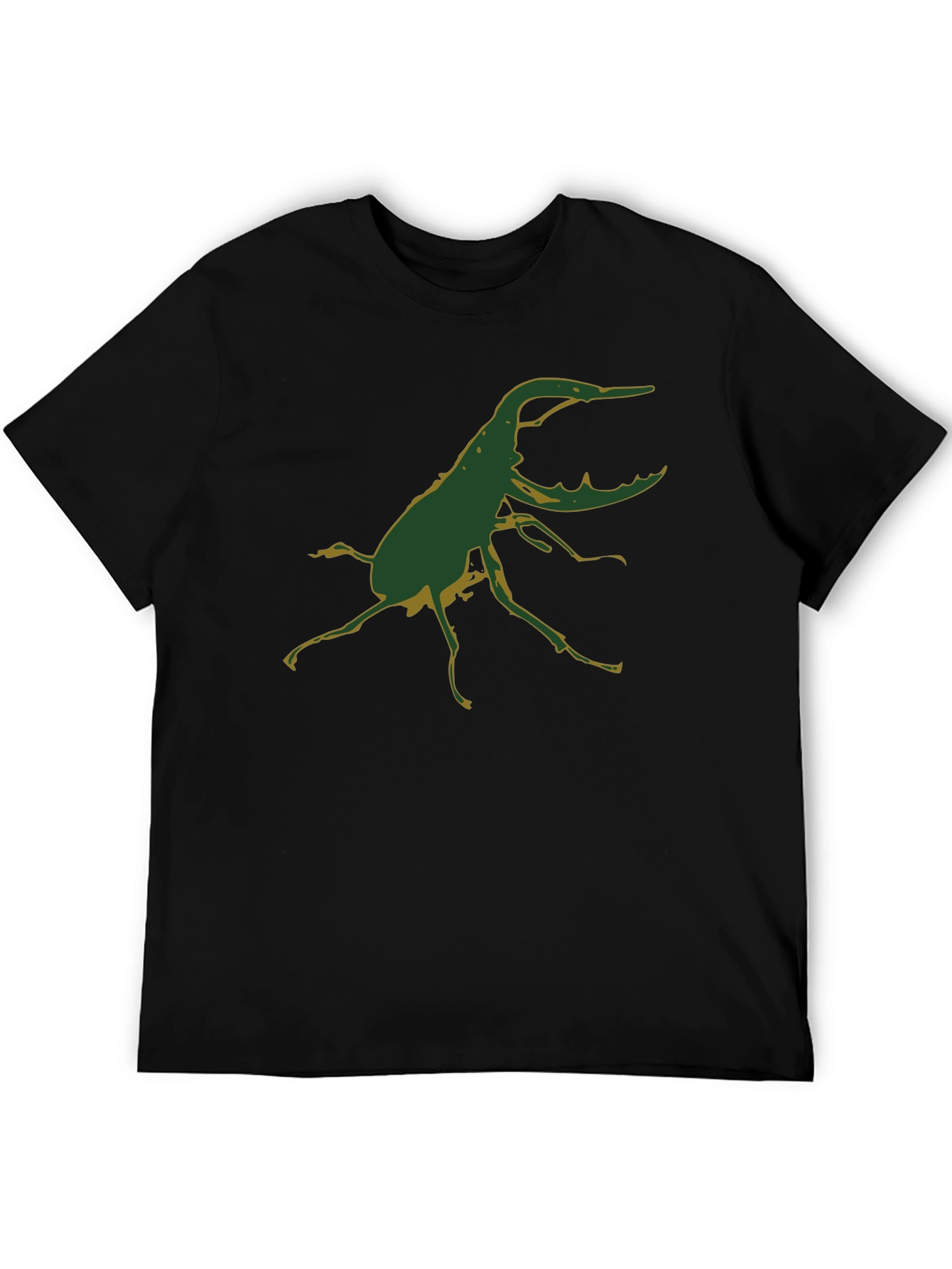 Mens Black T-Shirt with Stag Beetle Graphic Print