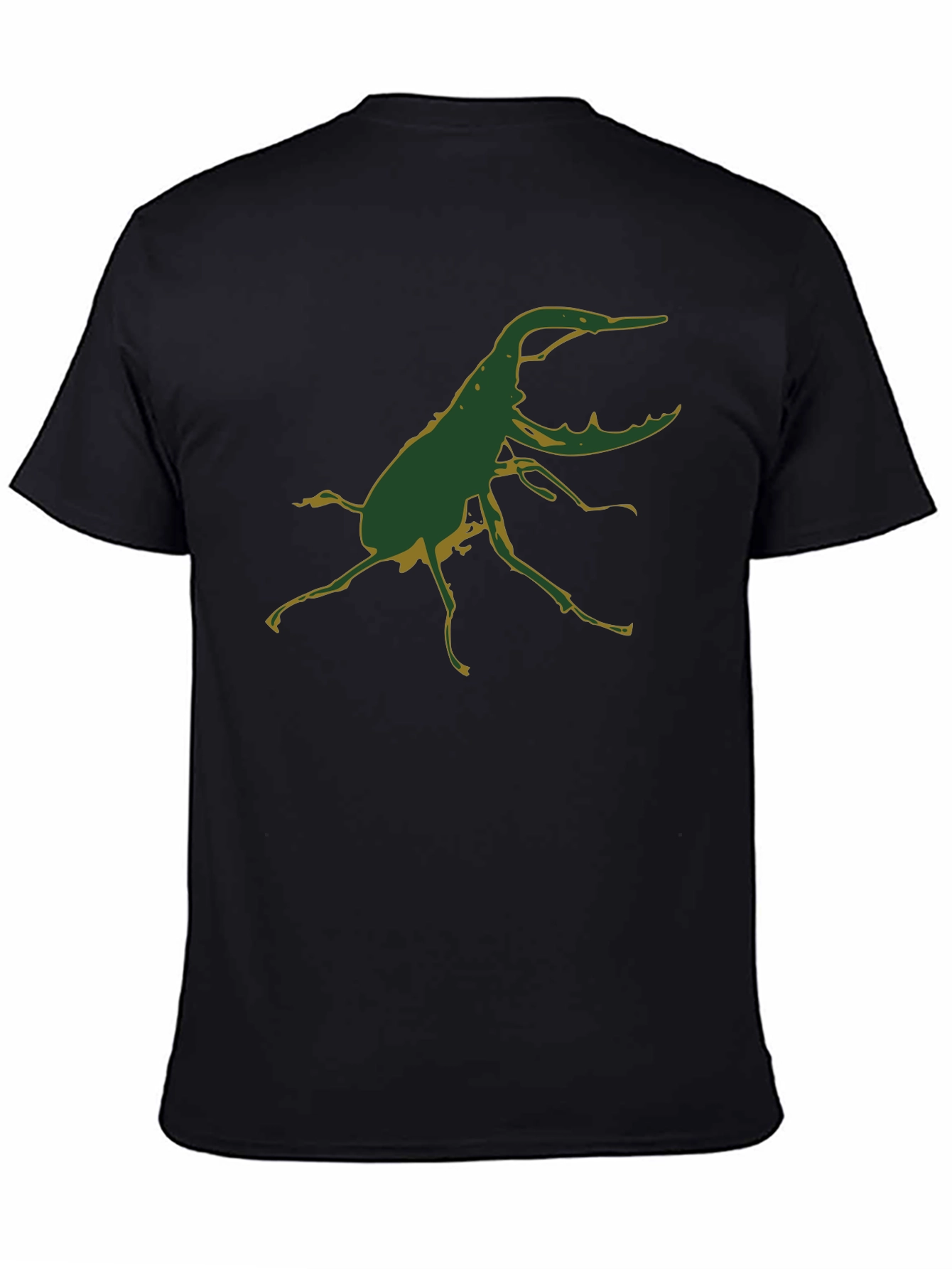 Mens Black T-Shirt with Stag Beetle Graphic Print