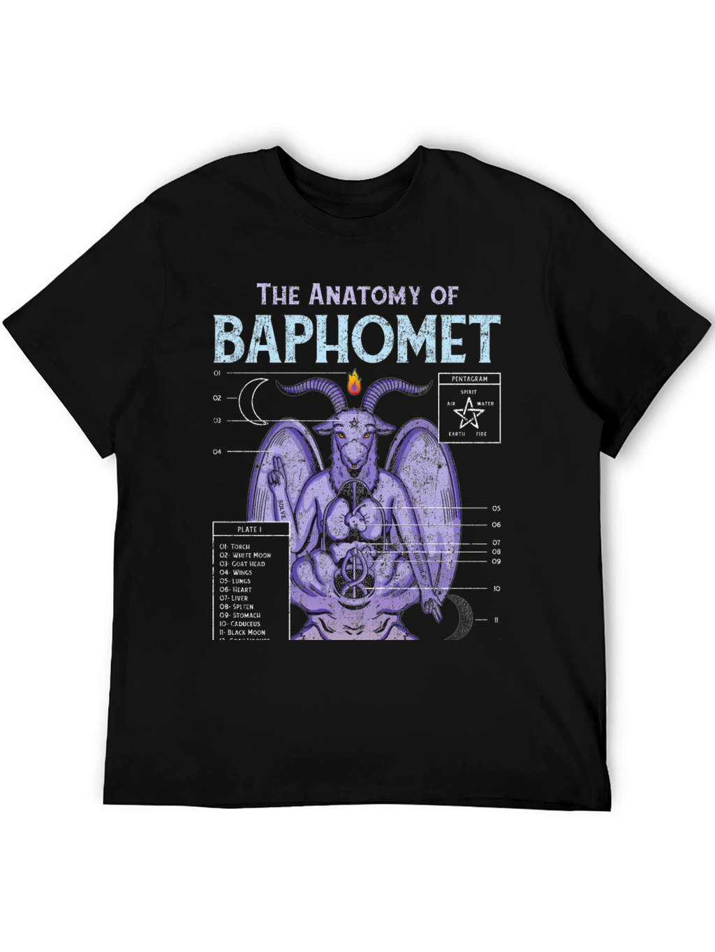 Anatomy of Baphomet Graphic Tee - Occult Design