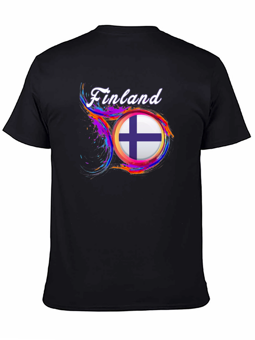 Finland Flag Graphic Black T-Shirt