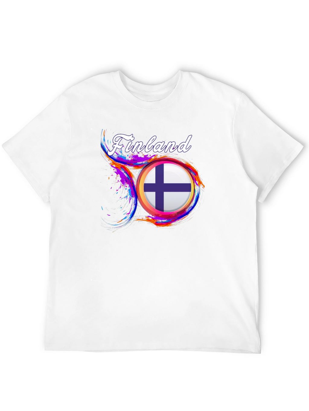 Finland Flag Graphic Black T-Shirt