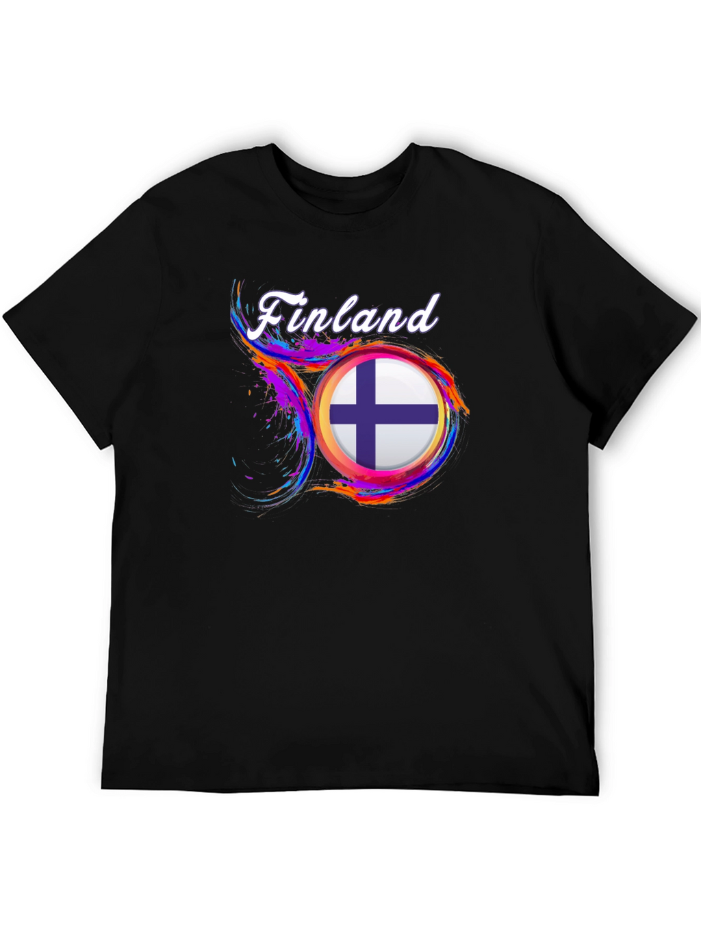 Finland Flag Graphic Black T-Shirt