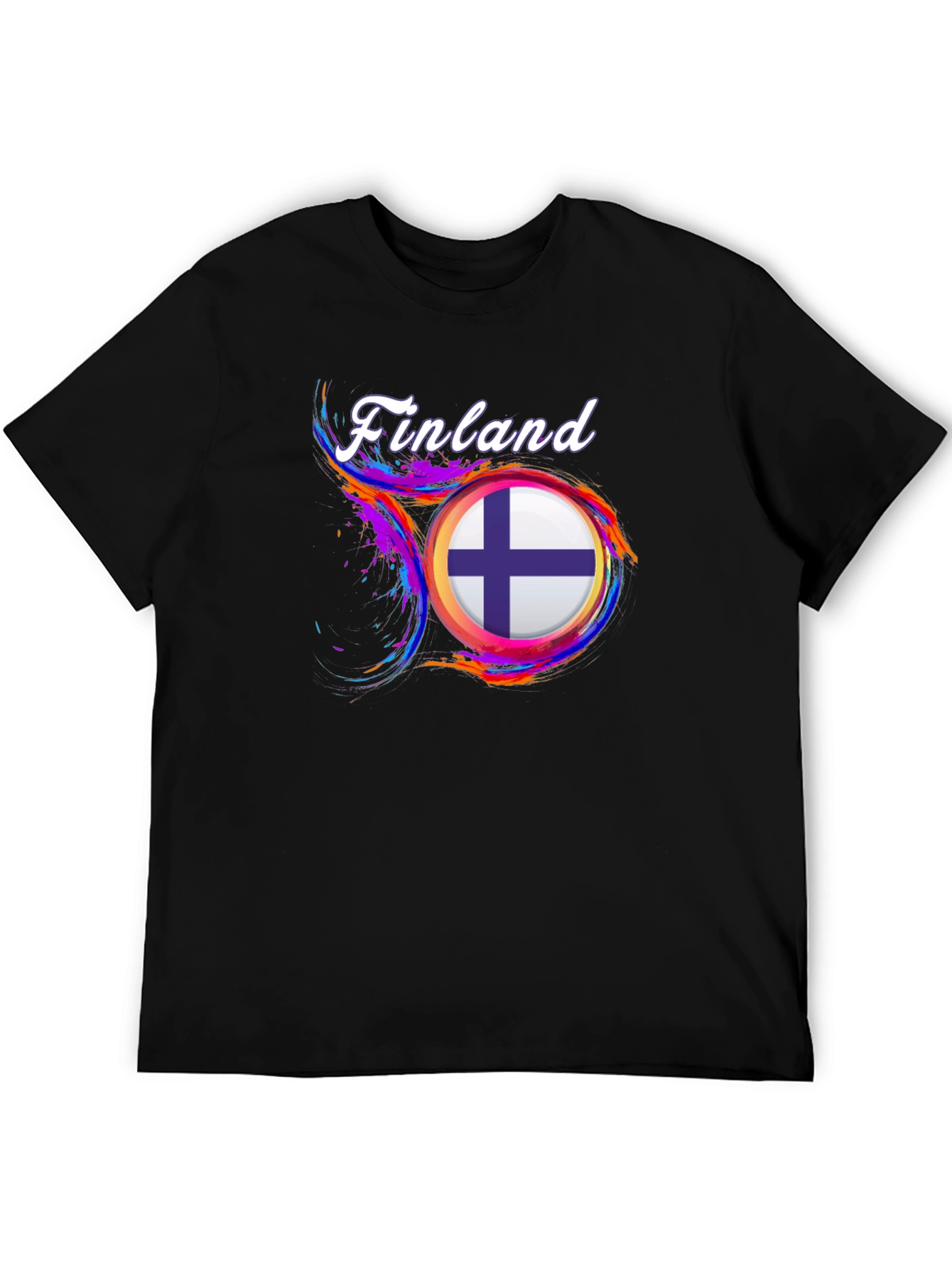 Finland Flag Graphic Black T-Shirt
