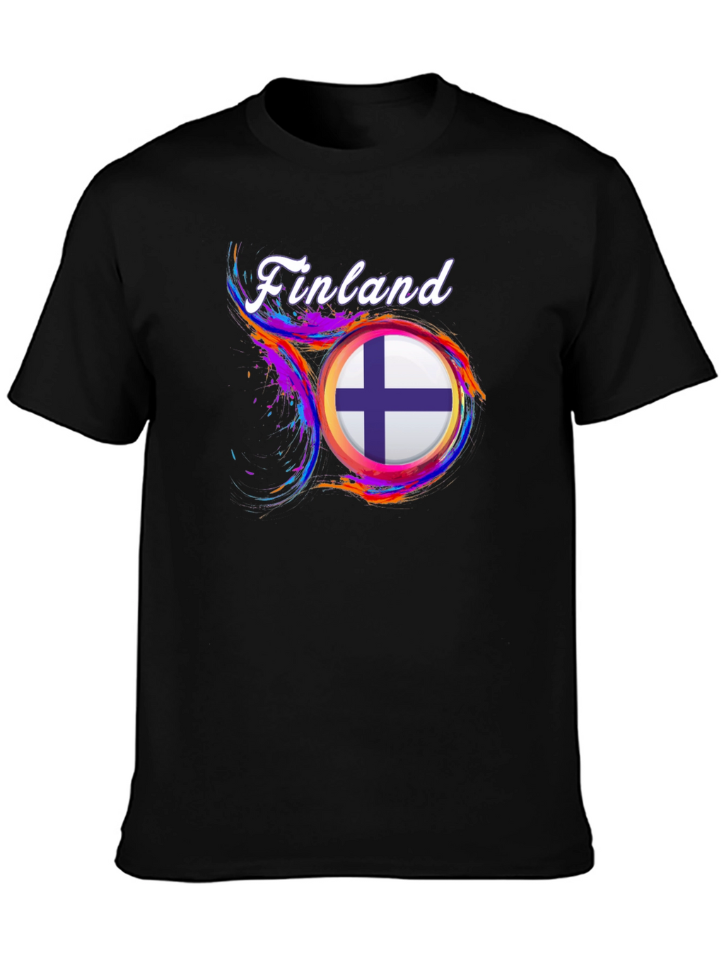 Finland Flag Graphic Black T-Shirt
