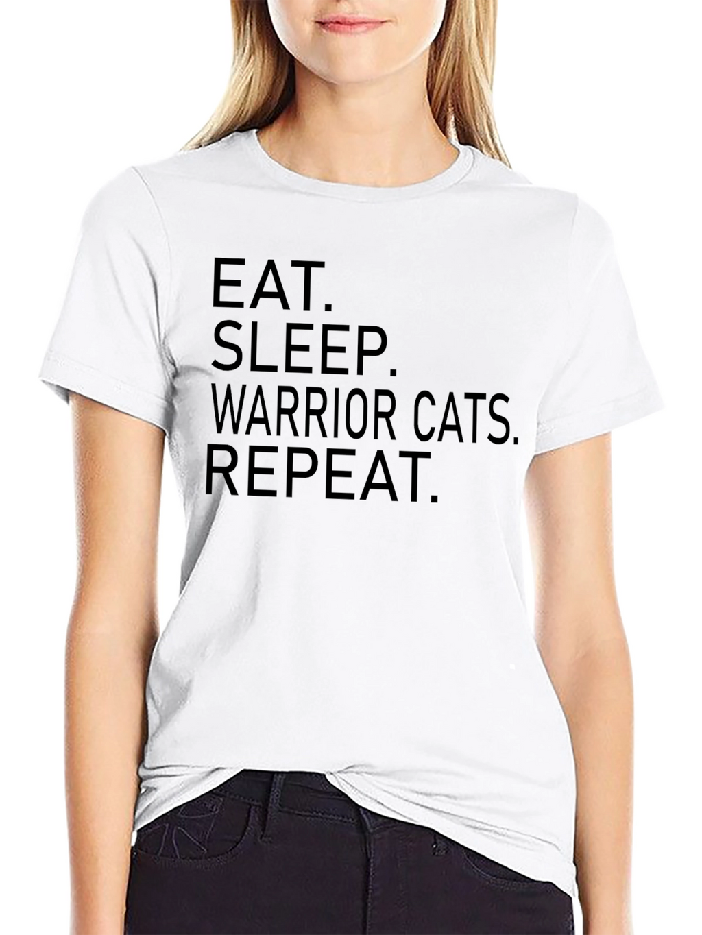 Eat Sleep Warrior Cats Repeat Black T-Shirt