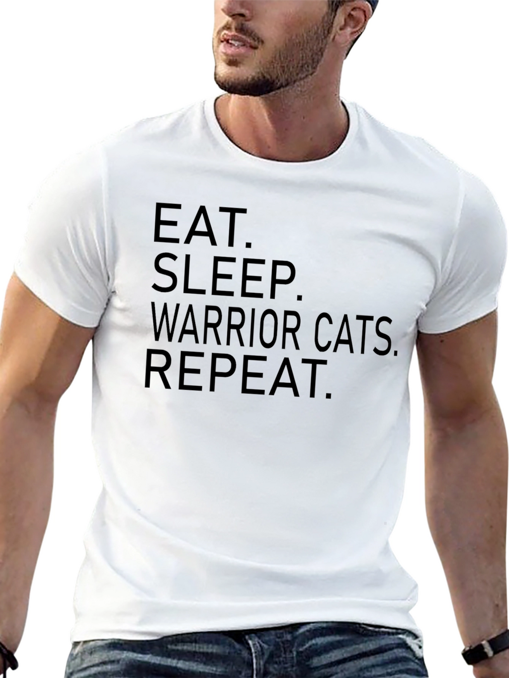 Eat Sleep Warrior Cats Repeat Black T-Shirt